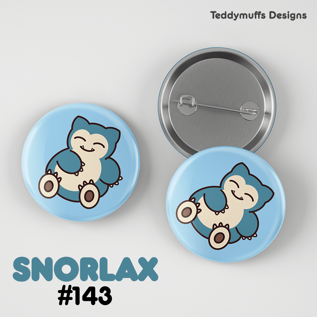 Snorlax Button Pin - Teddymuffs Designs