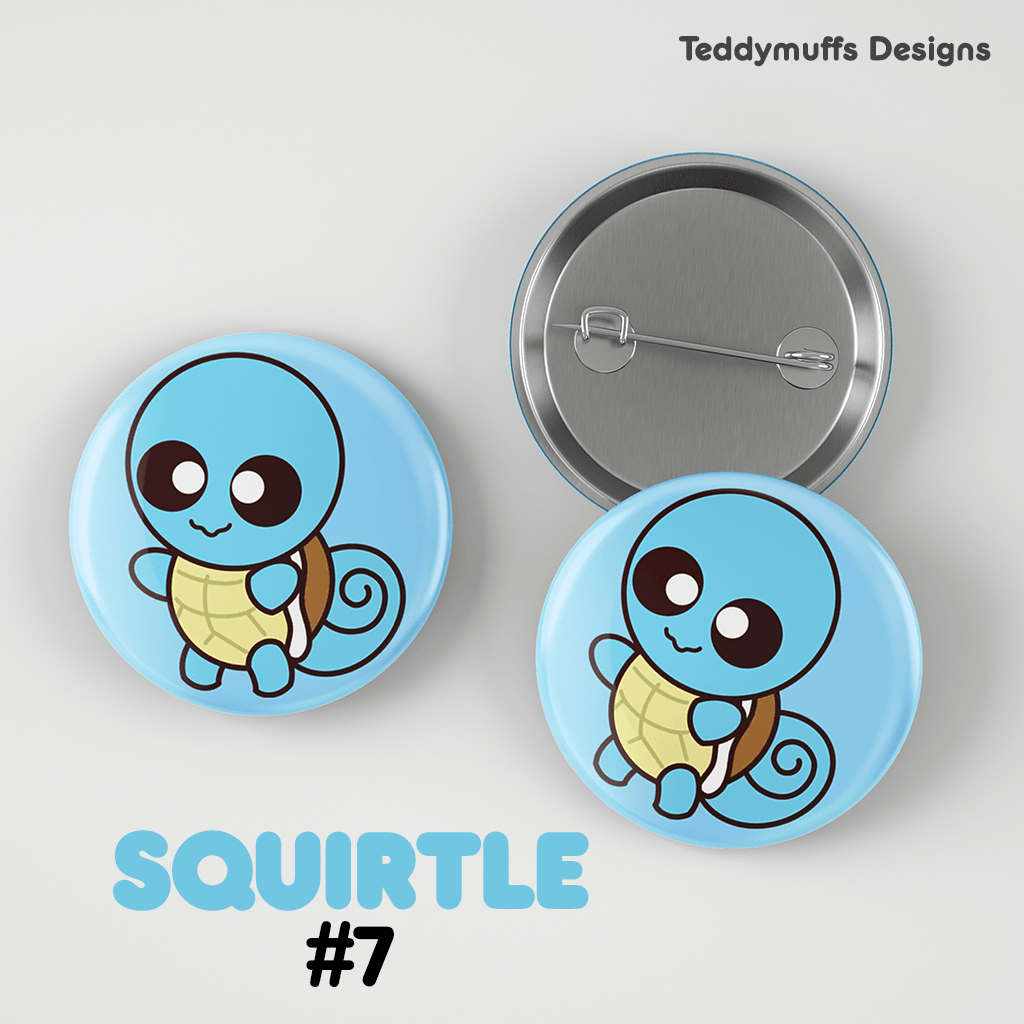 Squirtle Button Pin - Teddymuffs Designs