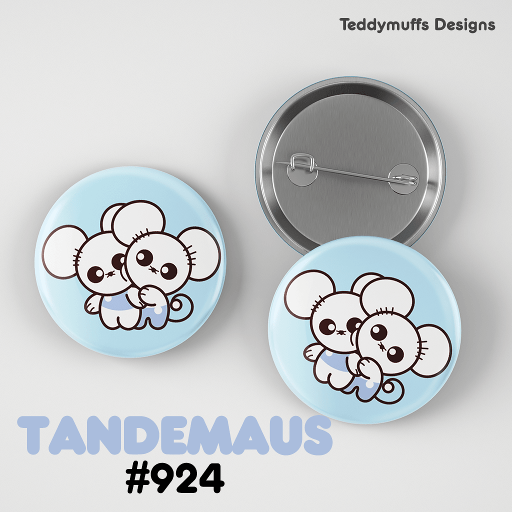 Tandemaus Button Pin - Teddymuffs Designs