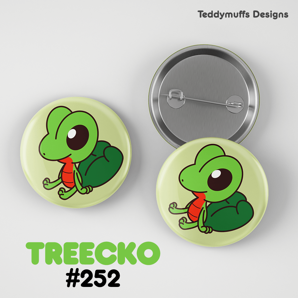 Treecko Button Pin - Teddymuffs Designs