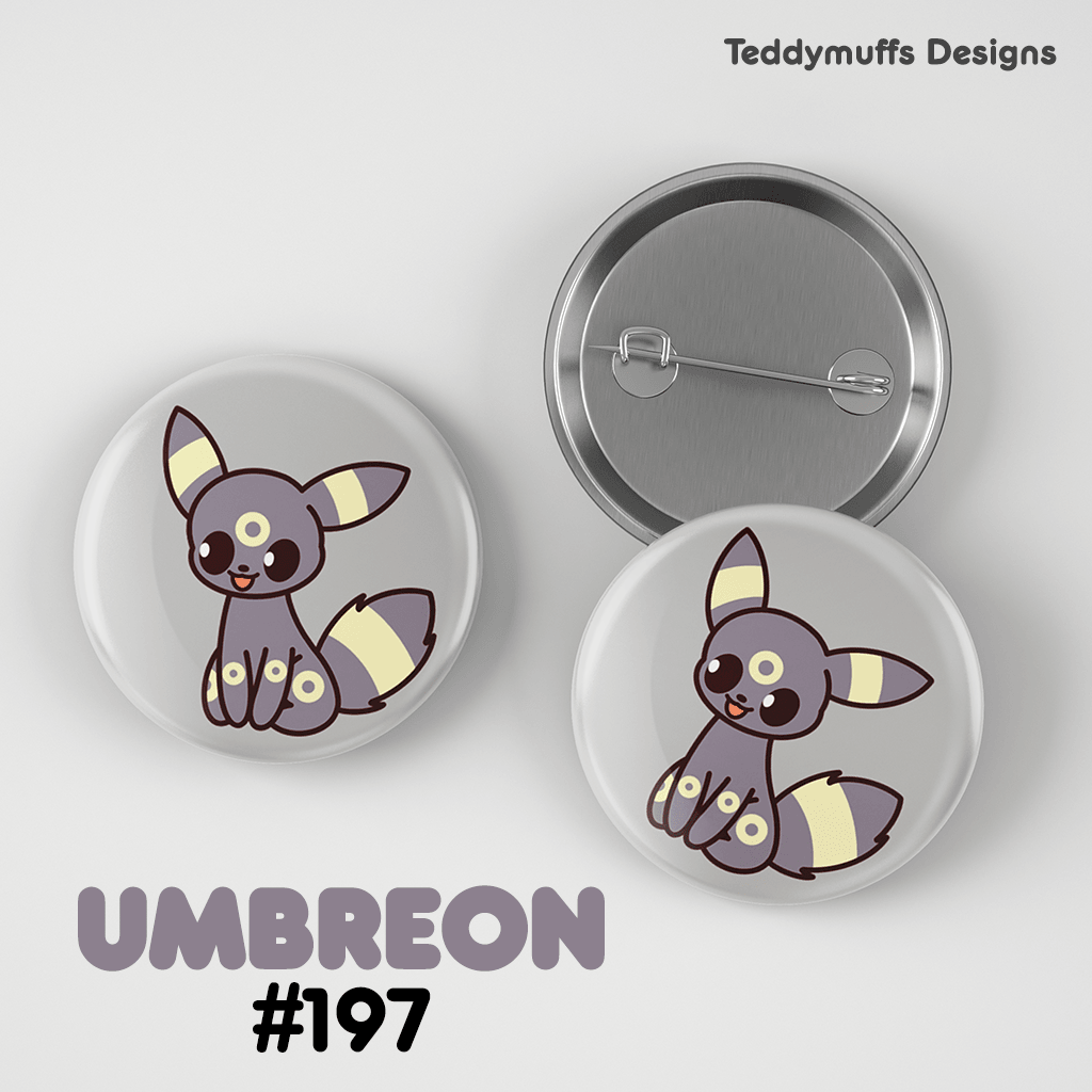 Umbreon Button Pin - Teddymuffs Designs
