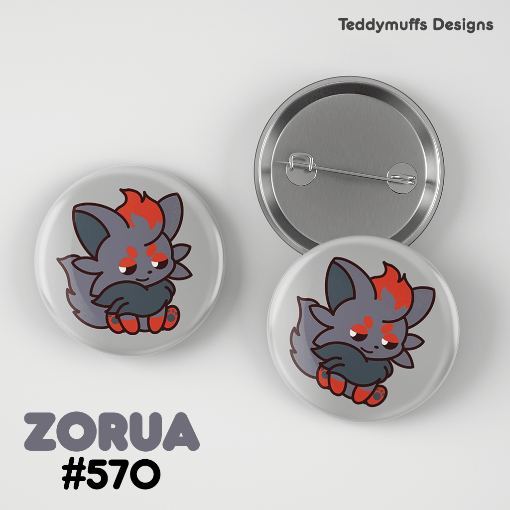 Zorua Button Pin - Teddymuffs Designs