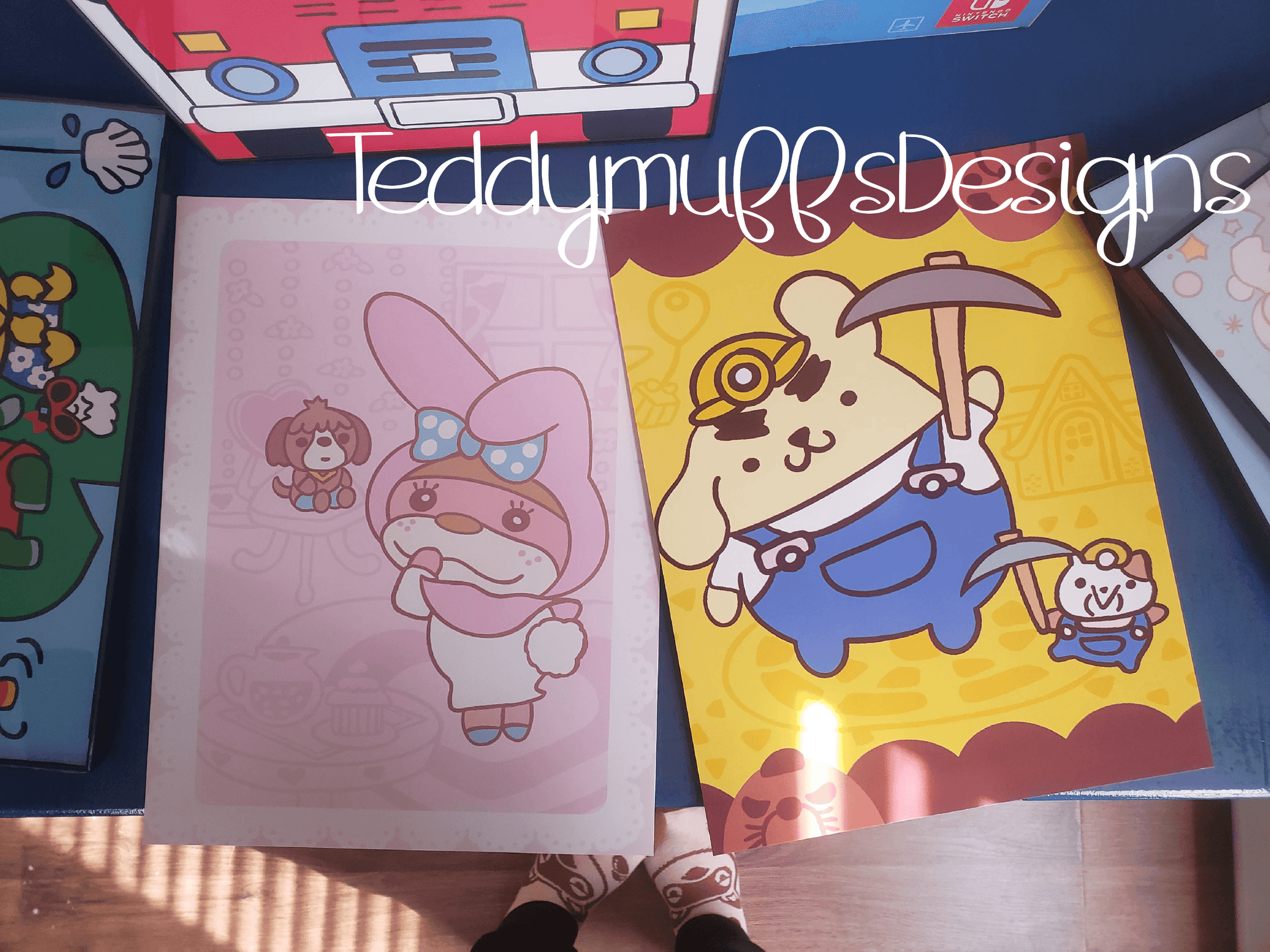 Sanrio x Animal Crossing Poster Teddymuffs Designs