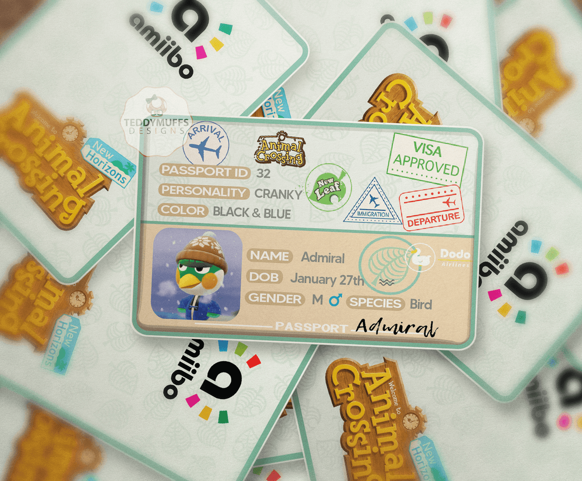 Admiral Amiibo Card - Teddymuffs Designs