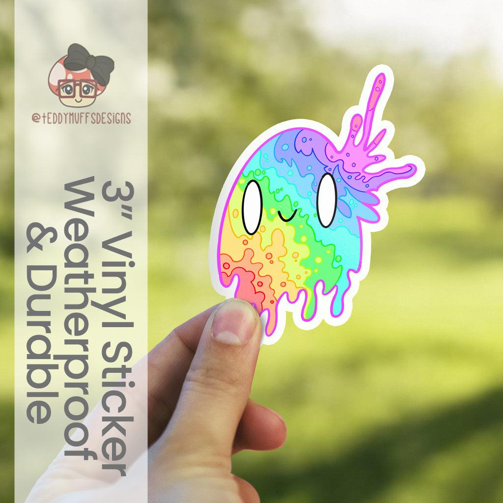 Rainbow Splat &quot;Happy&quot; Sticker - Teddymuffs Designs