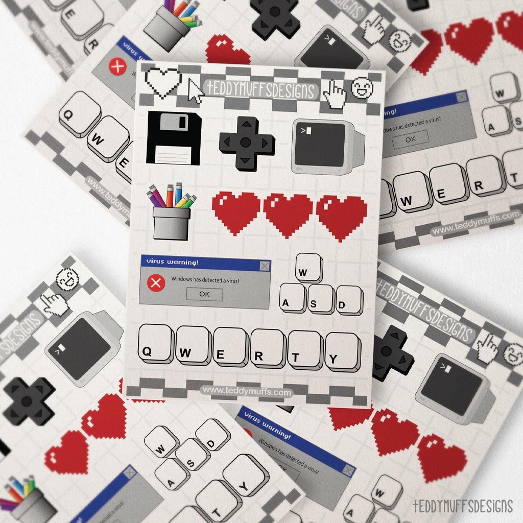 Gaming Retro Sticker Sheet - Teddymuffs Designs
