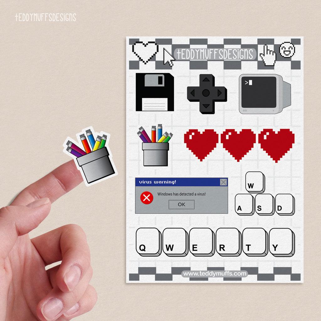 Gaming Retro Sticker Sheet - Teddymuffs Designs