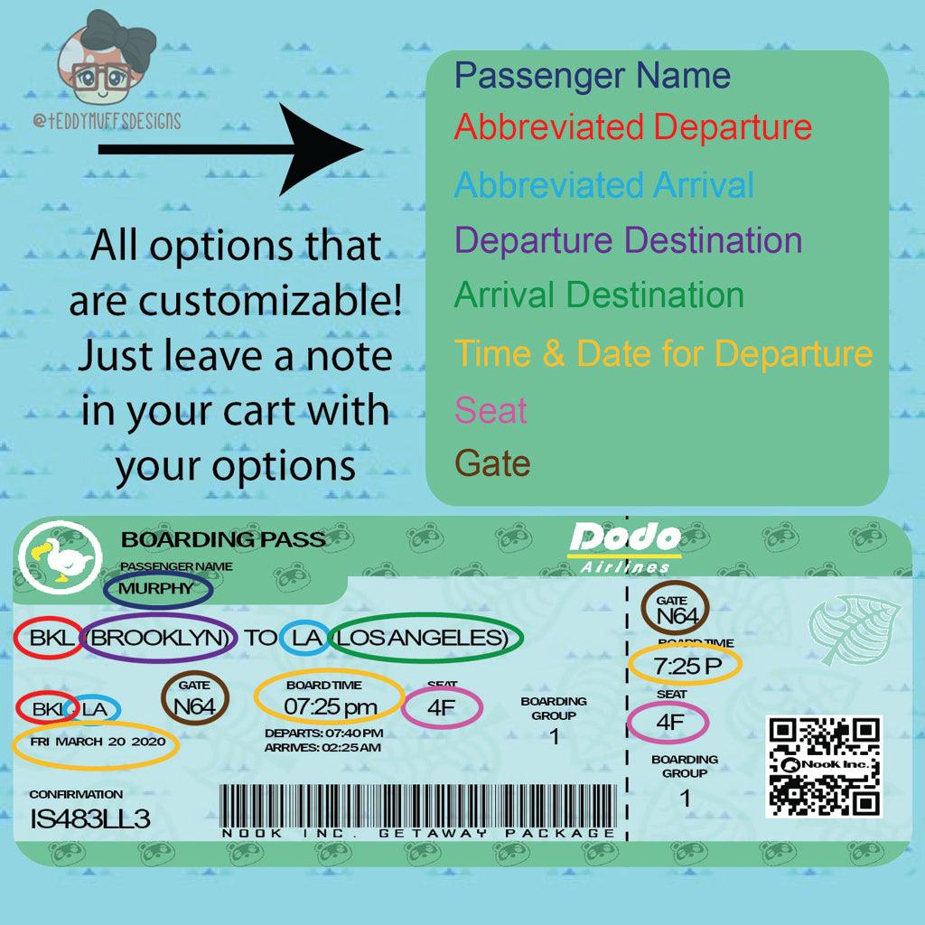 Boarding Pass (Animal Crossing) - Teddymuffs Designs