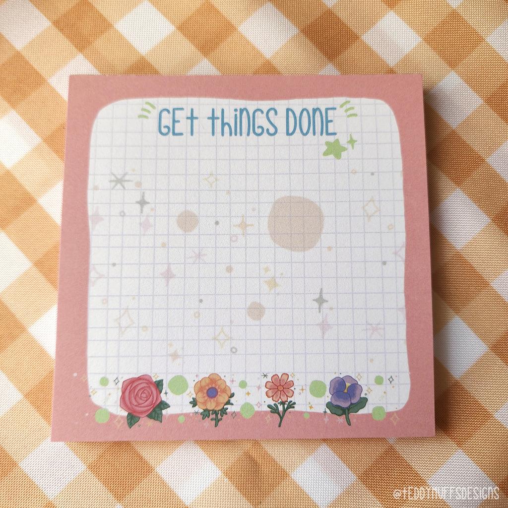 "Get Things Done" Flower Notepad - Teddymuffs Designs
