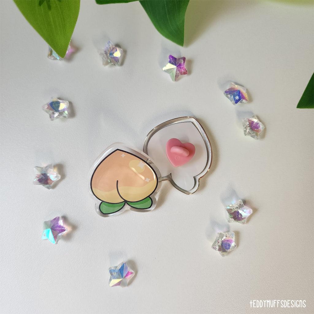 Peach Acrylic Pin - Teddymuffs Designs